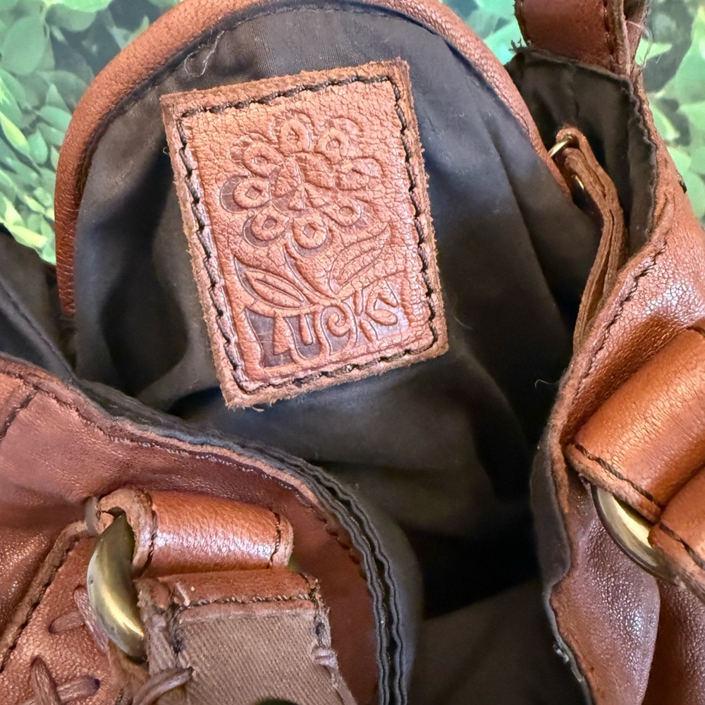 Vintage Lucky Brand Leather Hobo Satchel Bag - Picture 11 of 14